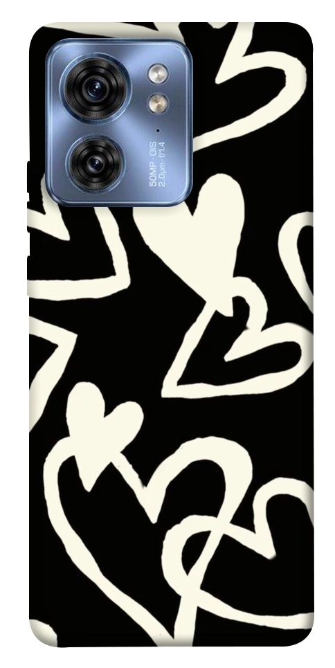 Чехол Black and white hearts для Motorola Edge 40