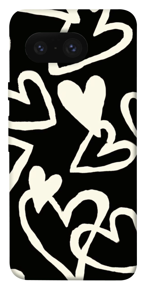 Чехол Black and white hearts для Google Pixel 8