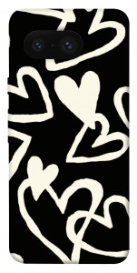 Чехол Black and white hearts для Google Pixel 8