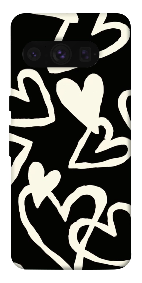Чехол Black and white hearts для Google Pixel 8 Pro