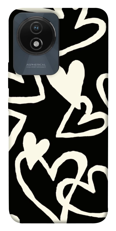Чехол Black and white hearts для Vivo Y02