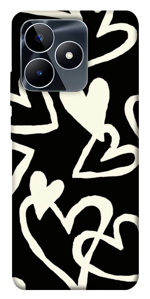 Чехол Black and white hearts для Realme C53