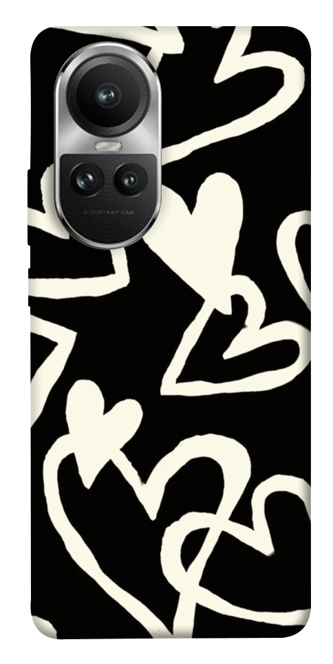 Чехол Black and white hearts для Oppo Reno 10