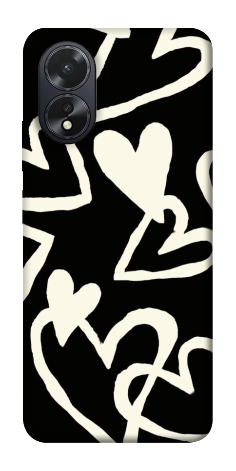 Чехол Black and white hearts для Oppo A38