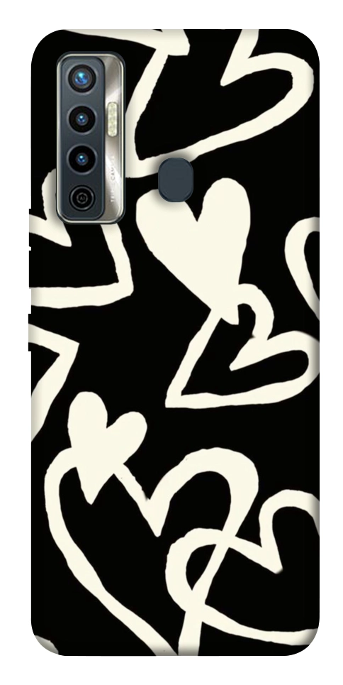 Чехол Black and white hearts для TECNO Camon 17