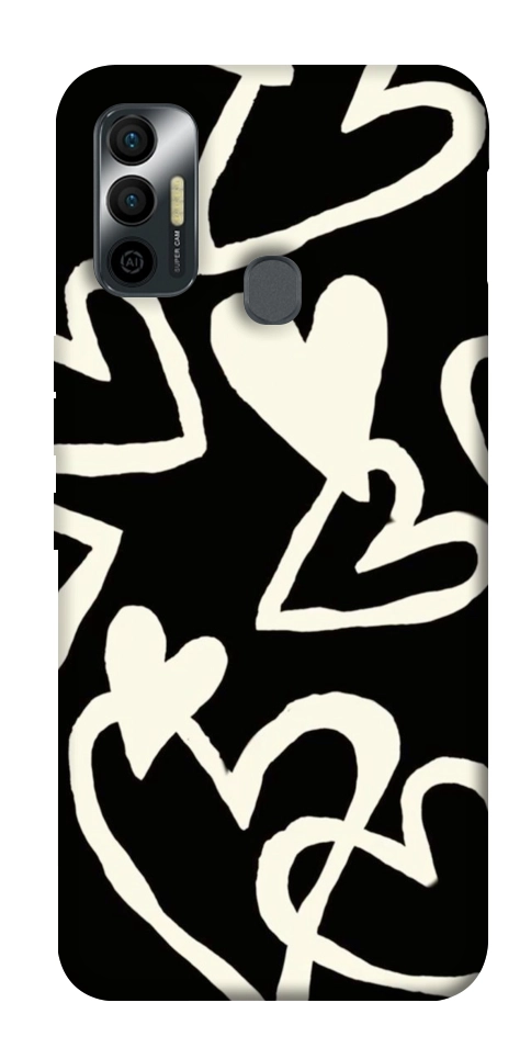 Чехол Black and white hearts для TECNO Spark 7