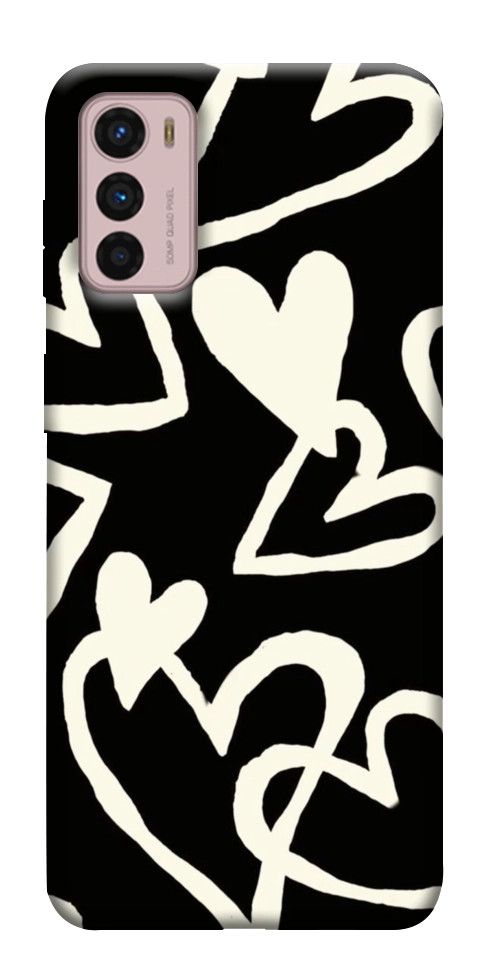 Чехол Black and white hearts для Motorola Moto G42