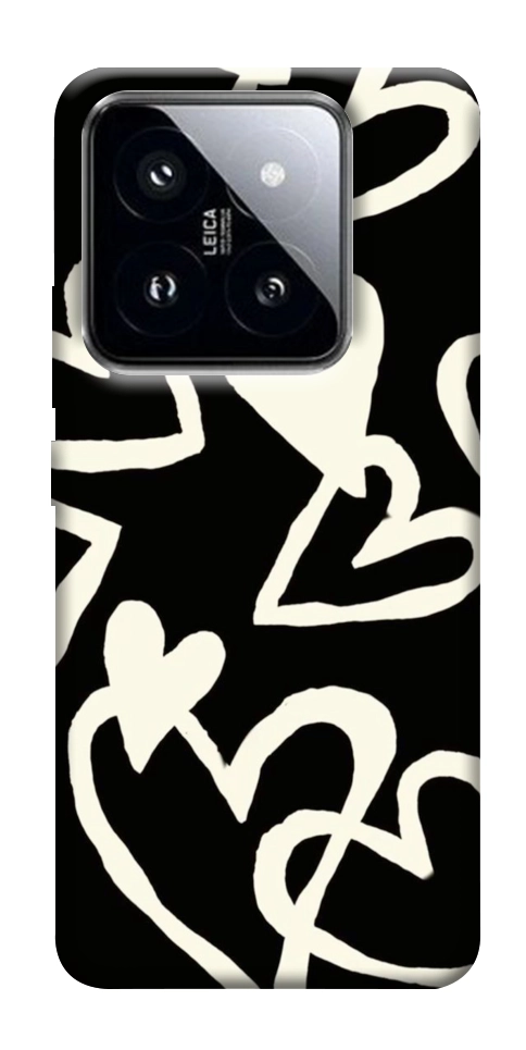 Чехол Black and white hearts для Xiaomi 14 Pro