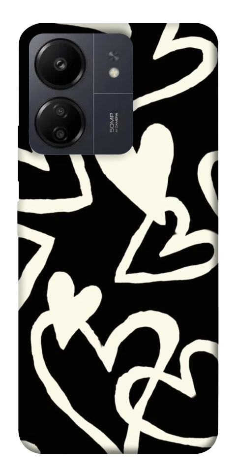 Чехол Black and white hearts для Xiaomi Poco C65