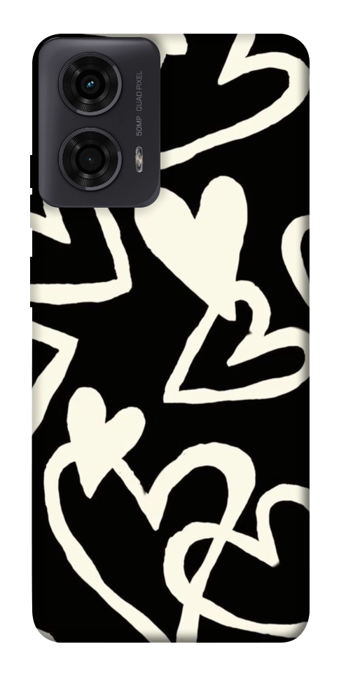 Чохол Black and white hearts для Motorola Moto G24