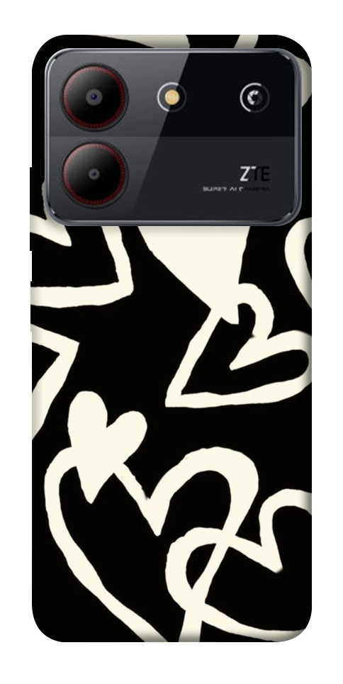 Чехол Black and white hearts для ZTE Blade A54 4G