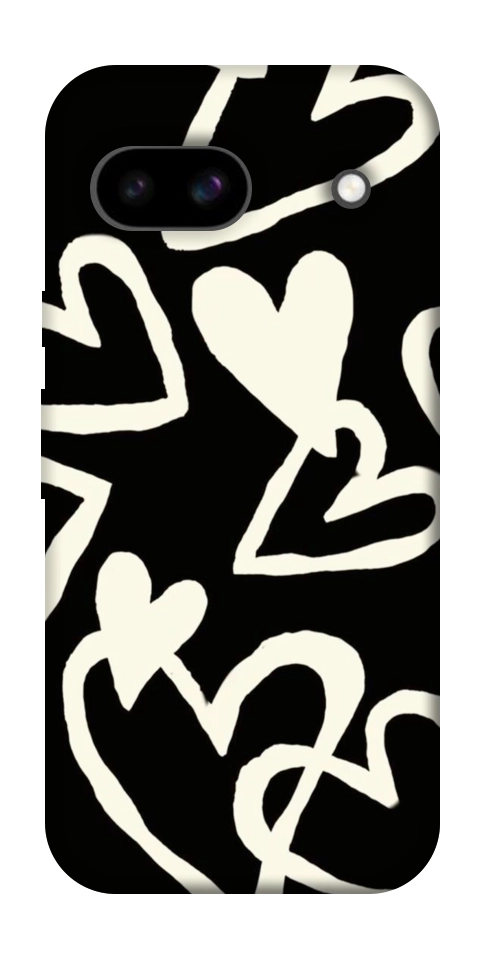 Чохол Black and white hearts для Google Pixel 8a