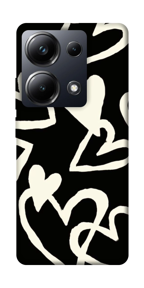 Чехол Black and white hearts для Xiaomi Poco M6 Pro 4G