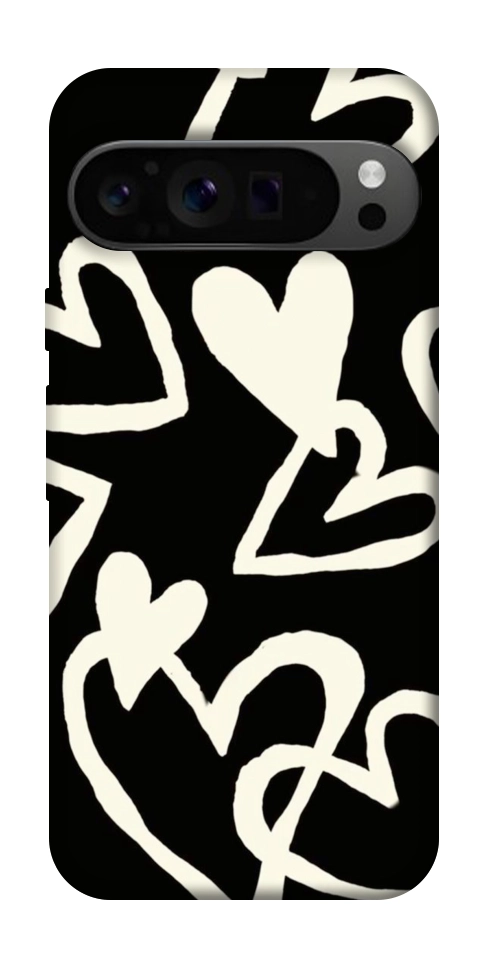 Чехол Black and white hearts для Google Pixel 9 Pro