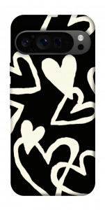 Чехол Black and white hearts для Google Pixel 9 Pro