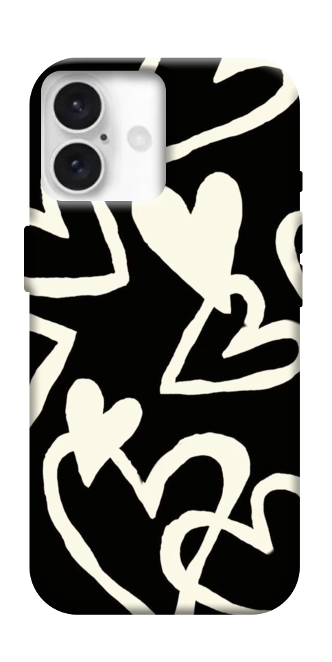 Чехол Black and white hearts для iPhone 16 Plus