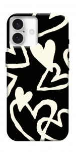 Чехол Black and white hearts для iPhone 16 Plus