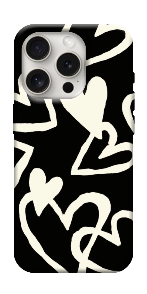 Чехол Black and white hearts для iPhone 16 Pro