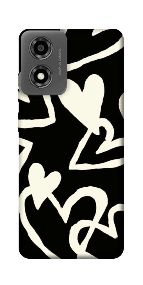Чехол Black and white hearts для Motorola Moto E14