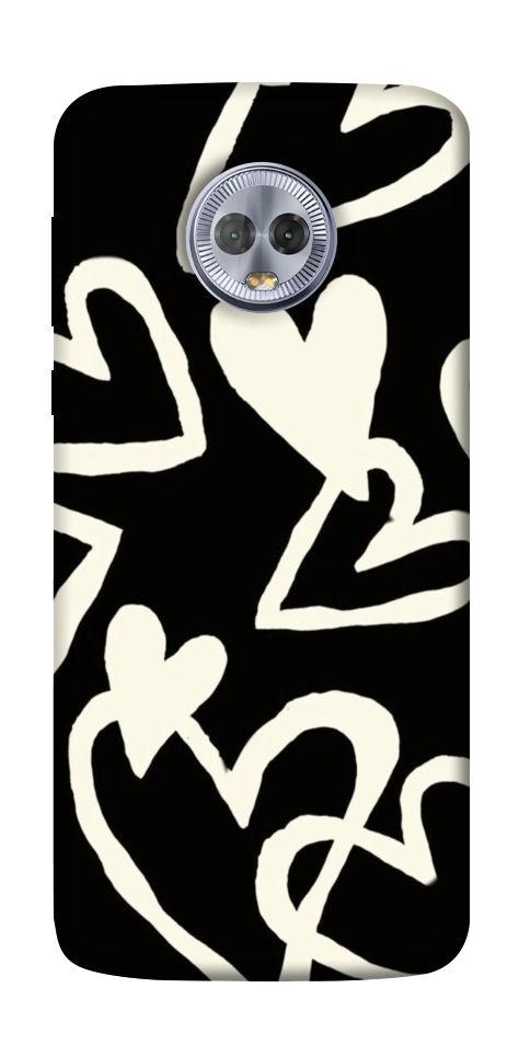 Чехол Black and white hearts для Motorola Moto G6 Plus