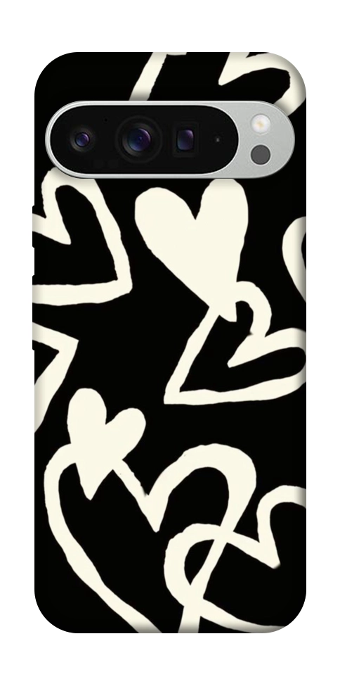 Чехол Black and white hearts для Google Pixel 9 Pro XL