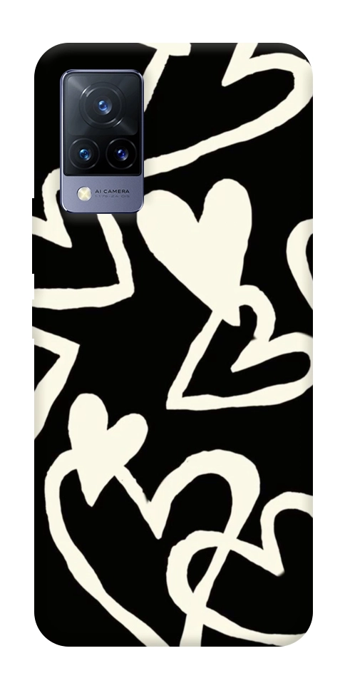 Чохол Black and white hearts для Vivo V21