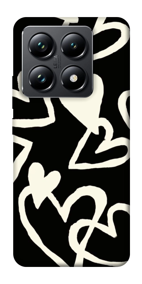 Чехол Black and white hearts для Xiaomi 14T Pro