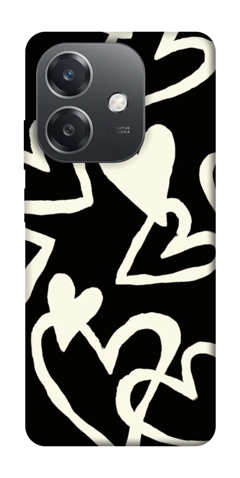 Чехол Black and white hearts для Oppo А3х 4G