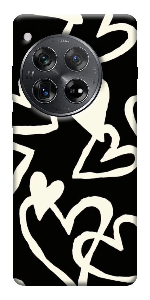 Чехол Black and white hearts для OnePlus 12