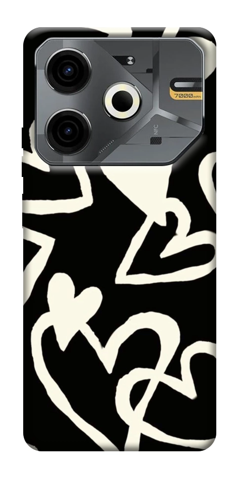 Чехол Black and white hearts для TECNO Pova 6 Neo (LI6)