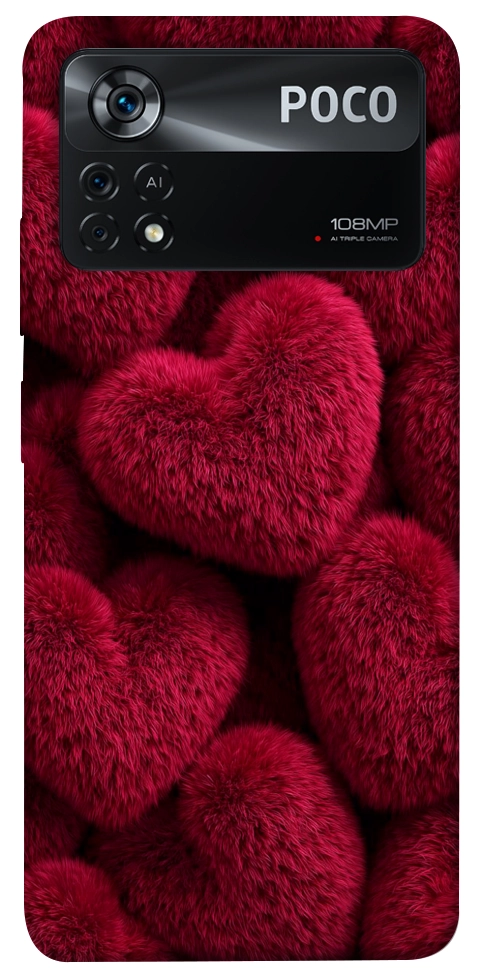 Чохол Fluffy hearts для Xiaomi Poco X4 Pro