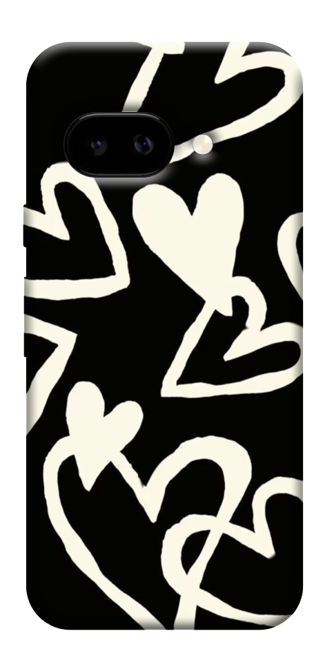 Чехол Black and white hearts для Google Pixel 9a