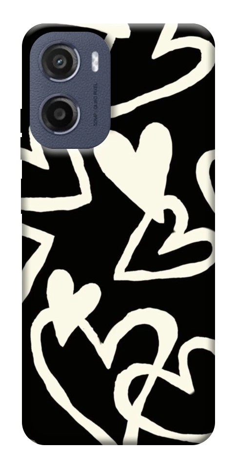 Чохол Black and white hearts для Motorola Moto E15