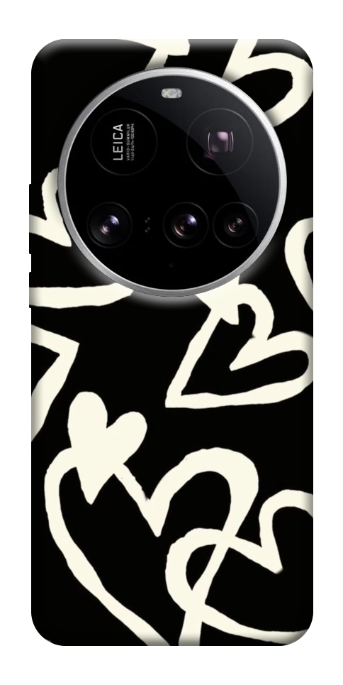 Чехол Black and white hearts для Xiaomi 15 Ultra