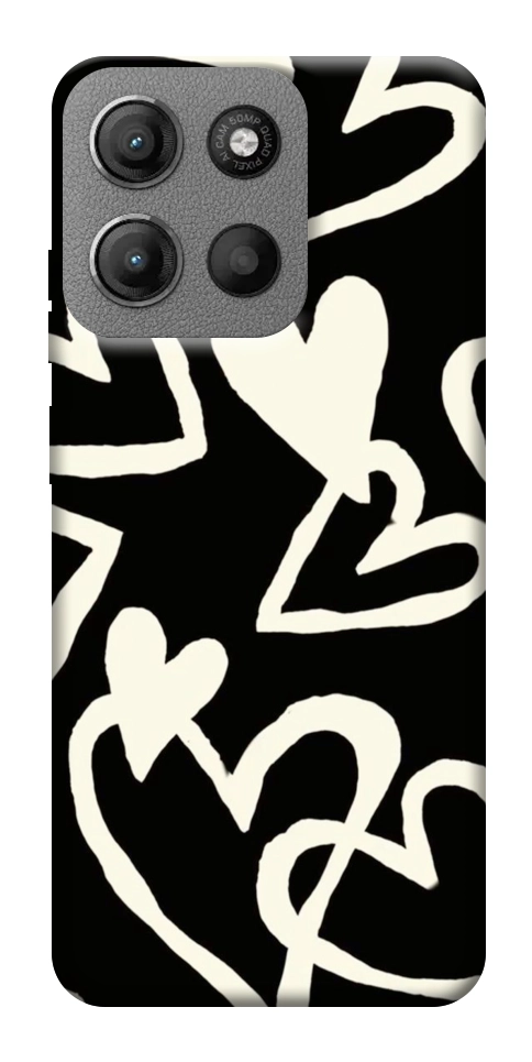 Чехол Black and white hearts для Motorola Moto G15 4G