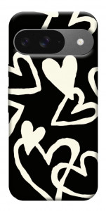 Чехол Black and white hearts для Google Pixel 10