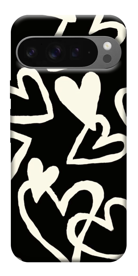 Чехол Black and white hearts для Google Pixel 10 Pro XL