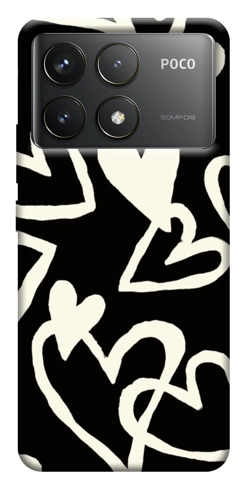 Чехол Black and white hearts для Xiaomi Poco F6 Pro