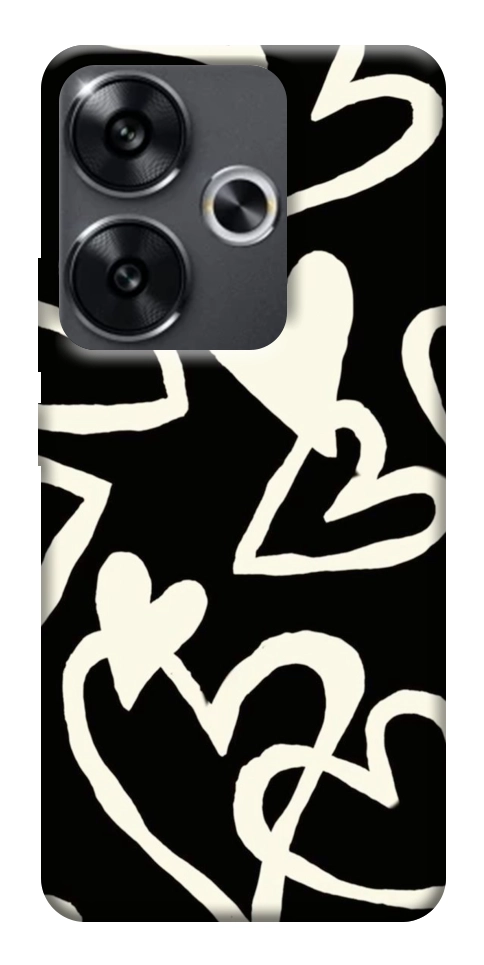 Чохол Black and white hearts для Xiaomi Poco F6