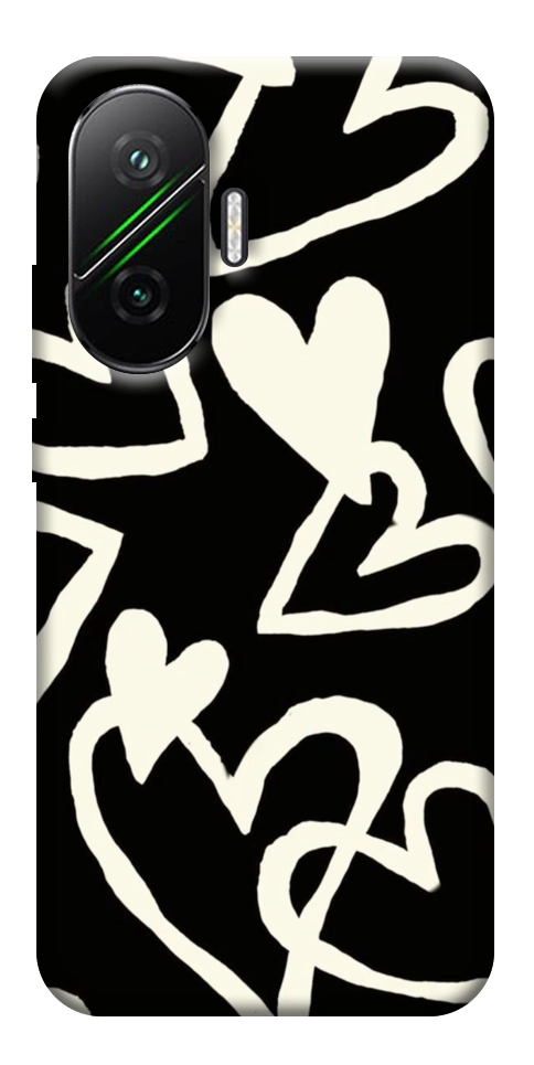 Чохол Black and white hearts для Xiaomi Poco F7