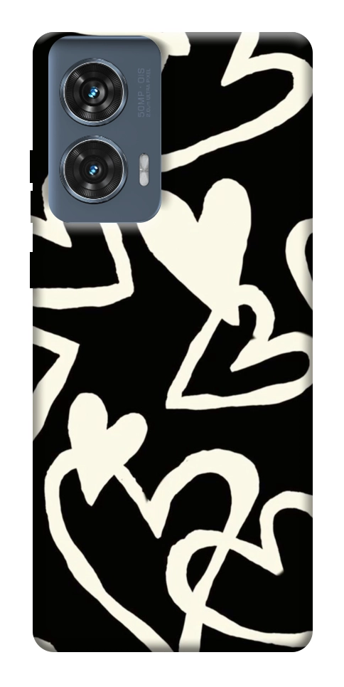 Чехол Black and white hearts для Motorola Edge 50 Fusion