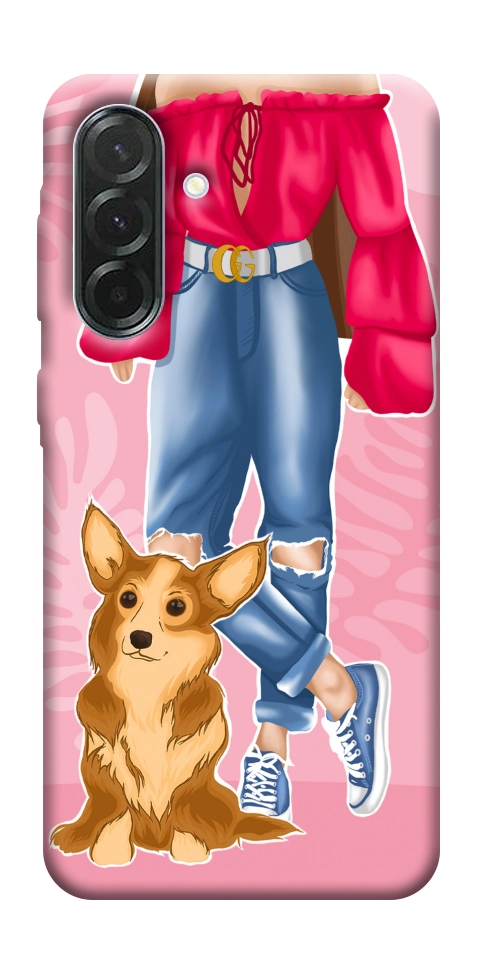 Чехол Girl and corgi для Galaxy A57 5G