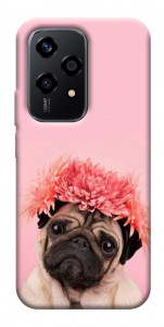 Чехол Мопс с цветами для Huawei Honor 200 Lite
