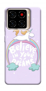 Чехол Believe in your dreams unicorn для ZTE Blade A56