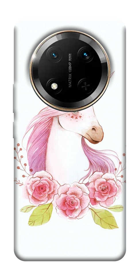Чехол Единорог с цветами для Huawei Honor X9c