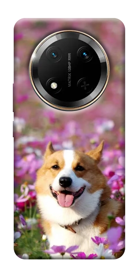 Чехол Корги в цветах для Huawei Honor X9c
