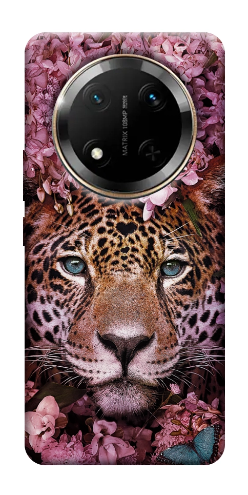Чехол Леопард в цветах для Huawei Honor X9c