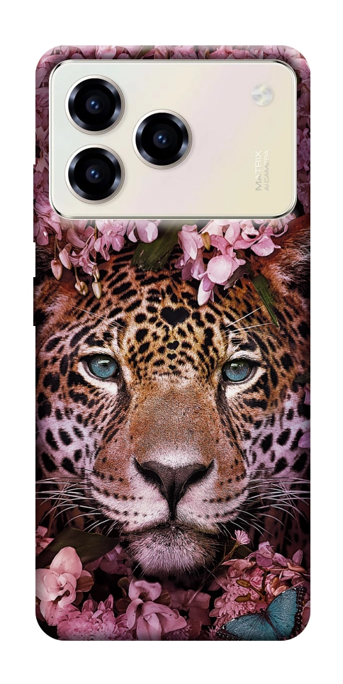 Чехол Леопард в цветах для ZTE Blade A76 4G