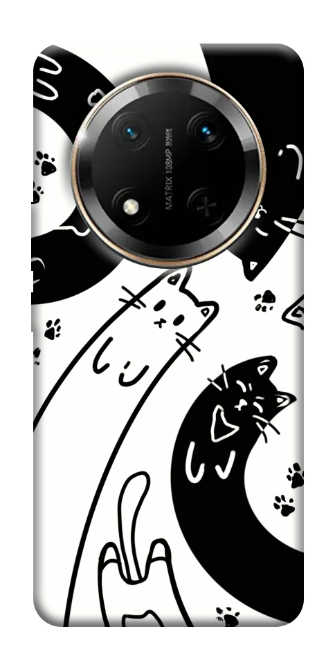 Чехол Черно-белые коты для Huawei Honor X9c