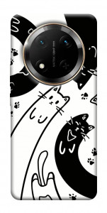 Чехол Черно-белые коты для Huawei Honor X9c